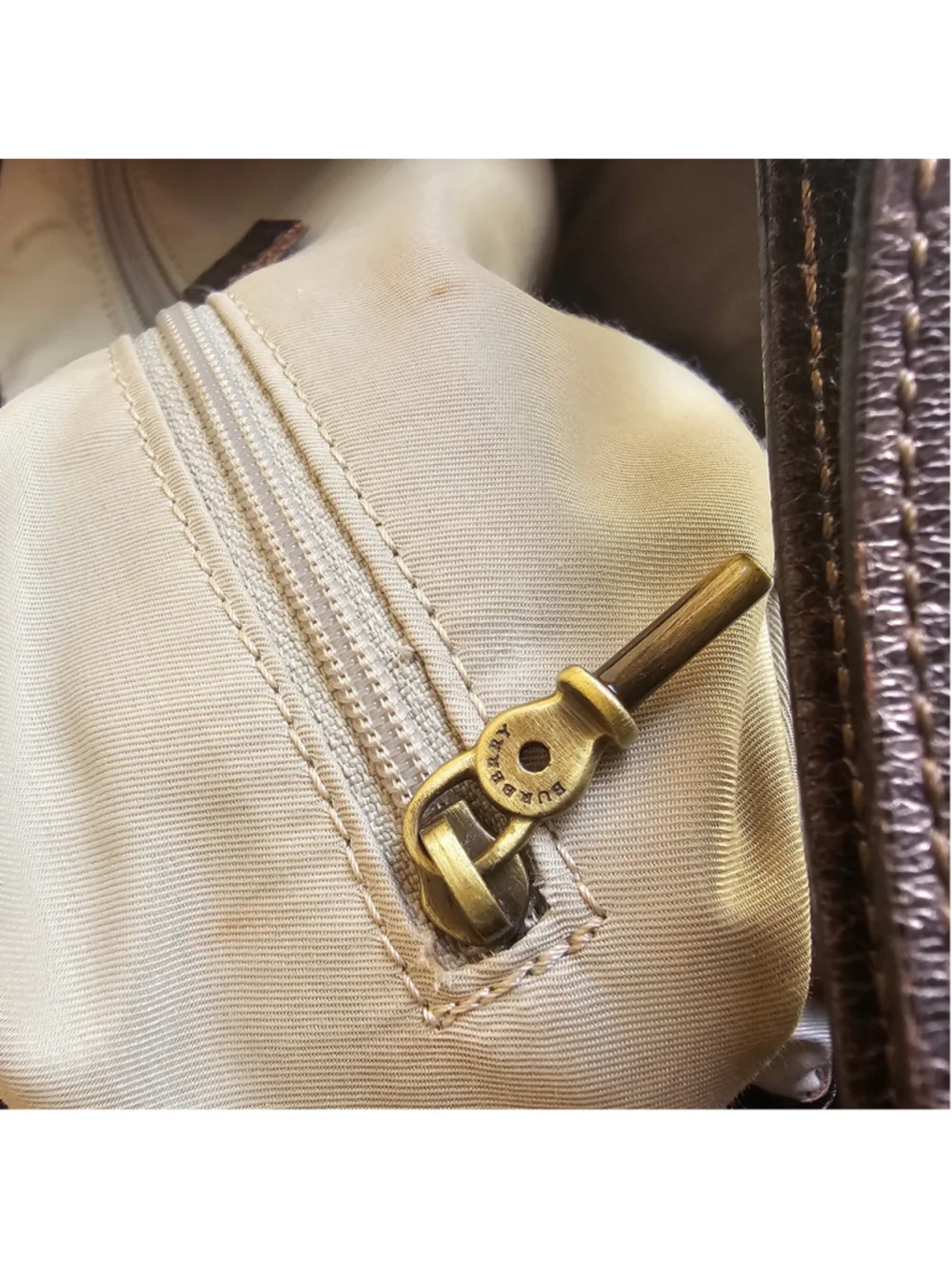Burberry Metallic Bronze Leather Hobo Shoulder Bag with COA